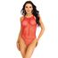 Bodysuit Fishnet Net Snap Crotch Tank Rosu Leg Avenue, vedere fata