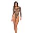 Bodysuit Fishnet cu Strasuri, talie inalta, maneci lungi, Mapale - Negru, S-L