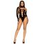 Bodysuit Asimetric Decupat Negru Leg Avenue, prezentare corp intreg fata