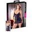 Rochie de interior aspect umed wetlook cu insertii de dantela si sireturi decorative - negru
