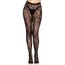 Dres Seamless Floral Lace Pantyhose, Leg Avenue, Negru, S-L