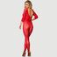 Bodystocking rosu, deschis intim, maneci 3/4, Paris Hollywood, S-L vedere spate