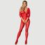 Bodystocking rosu, deschis intim, maneci 3/4, Paris Hollywood, S-L