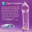 Detaliu Invisitex Clear Condoms pe fond mov, pentru Skins Extra Large
