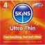 Cutia Skins Ultra Thin, format compact de 4 prezervative