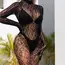 Lace by LJ Gloved Leopard Print Catsuit Black