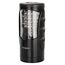 Masturbator cu bile si vibratie Ultimate Power Stroker CalExotics negru, vedere de ansamblu cu fereastra transparenta