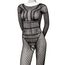 Body dres integral din plasa cu model geometric Scandal CalExotics negru, vedere din fata