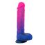Dildo vibrator realist Ombre Hombre CalExotics roz-albastru, vedere de ansamblu cu baza ventuza