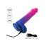 Dildo vibrator realist Ombre Hombre CalExotics roz-albastru, detaliu port incarcare USB la baza