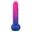 Dildo vibrator realist Ombre Hombre CalExotics roz-albastru, vedere din fata