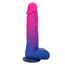 Dildo vibrator realist Ombre Hombre CalExotics roz-albastru, vedere laterala