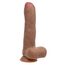 Dildo vibrator realist cu rotatie The Gyrating Bartender CalExotics caramel, vedere de ansamblu cu baza ventuza