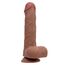 Dildo vibrator realist cu impingere The Thrusting Jack Hammer CalExotics caramel, vedere de ansamblu cu baza ventuza
