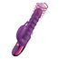 Vibrator rabbit cu rotatie si impingere Swirl She.E.O mov, vedere de ansamblu cu directie rotatie
