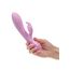 Vibrator dublu cu fluture Aura Dual Flutter CalExotics roz, vedere completa