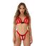 Set sutien si chilot cu volanase si decupaje peek-a-boo Daring Intimates rosu, vedere din spate