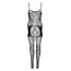 Body dres cu model floral paisley si jartiera Daring Intimates negru, detaliu talie