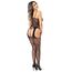 Body dres cu model floral paisley si jartiera Daring Intimates negru, detaliu decupaj crotchless