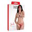 Chilot crotchless cu benzi si dantela Jade Daring Intimates rosu, detaliu benzi triple