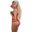 Chilot tanga crotchless cu dantela dubla Lucy Daring Intimates rosu, vedere completa
