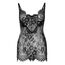 Rochie mini din dantela cu strasuri si string Leg Avenue negru, detaliu cupe cu dantela