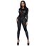 Catsuit transparent cu strasuri Leg Avenue negru, vedere completa