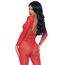 Catsuit transparent cu strasuri Leg Avenue rosu, vedere completa