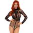 Body fishnet cu dantela Leg Avenue negru, vedere din fata