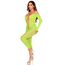 Body dres print sarpe Leg Avenue verde neon, vedere laterala cu efect de sireturi
