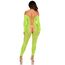 Body dres print sarpe Leg Avenue verde neon, vedere din fata cu decolteu adanc