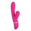 Vibrator rabbit cu suctiune Foreplay Frenzy Pucker CalExotics roz, vedere completa cu tija striata si brat stimulator
