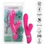Vibrator rabbit Foreplay Frenzy Pucker CalExotics roz, cutia si produsul cu iconite de functii