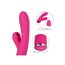 Vibrator rabbit Foreplay Frenzy Pucker CalExotics roz, detaliu capac baterii si butoane de control