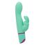 Vibrator rabbit cu balansare Rocking G Bunny CalExotics verde, vedere completa cu urechi de iepuras