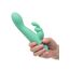 Vibrator rabbit cu balansare Rocking G Bunny CalExotics verde, dimensiuni comparative