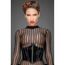Rochie Neagra Semi transparenta cu dungi, din tul elastic cu dantela, Noir Handmade
