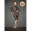 Rochie Neagra Semi transparenta cu dungi, din tul elastic cu dantela, Noir Handmade