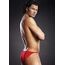 Micro Bikini barbati, Microfiber Pouch Bikini, Blue Line, Rosu vedere laterala