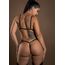 Set sutien cu cupe deschise si chilot crotchless cu barete Daring Intimates negru, vedere din fata