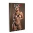 Set sutien cu cupe deschise si chilot crotchless cu barete Daring Intimates negru, detaliu barete incrucisate