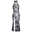Rochie lunga din tul cu broderie aspect floral, Noir Handmade - neagra