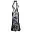 Rochie lunga din tul cu broderie aspect floral, Noir Handmade - neagra
