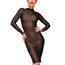 Rochie Neagra Semi transparenta cu dungi, din tul elastic cu dantela, Noir Handmade bust american