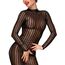 Rochie Neagra Semi transparenta cu dungi, din tul elastic cu dantela, Noir Handmade prim plan