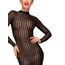 Rochie Neagra Semi transparenta cu dungi, din tul elastic cu dantela, Noir Handmade vedere prim plan