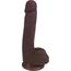 Dildo fin cu testicule Easy Riders by Curve, maro, vedere completa cu baza ventuza