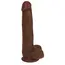 Dildo fin cu testicule Thinz 8 inch by Curve, maro, vedere completa cu baza ventuza