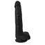 Dildo fin cu testicule Thinz 8 inch by Curve, negru, vedere completa cu baza ventuza