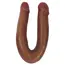 Dildo dublu fin Thinz Double Dipper by Curve, maro, forma U completa cu doua capete